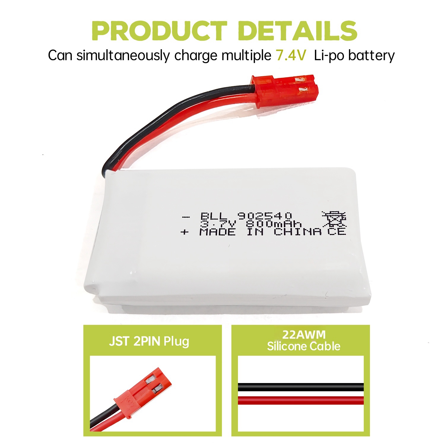 2 uds 3,7 V 800mAh batería Lip - Drone Mjx Rc reseña y precio