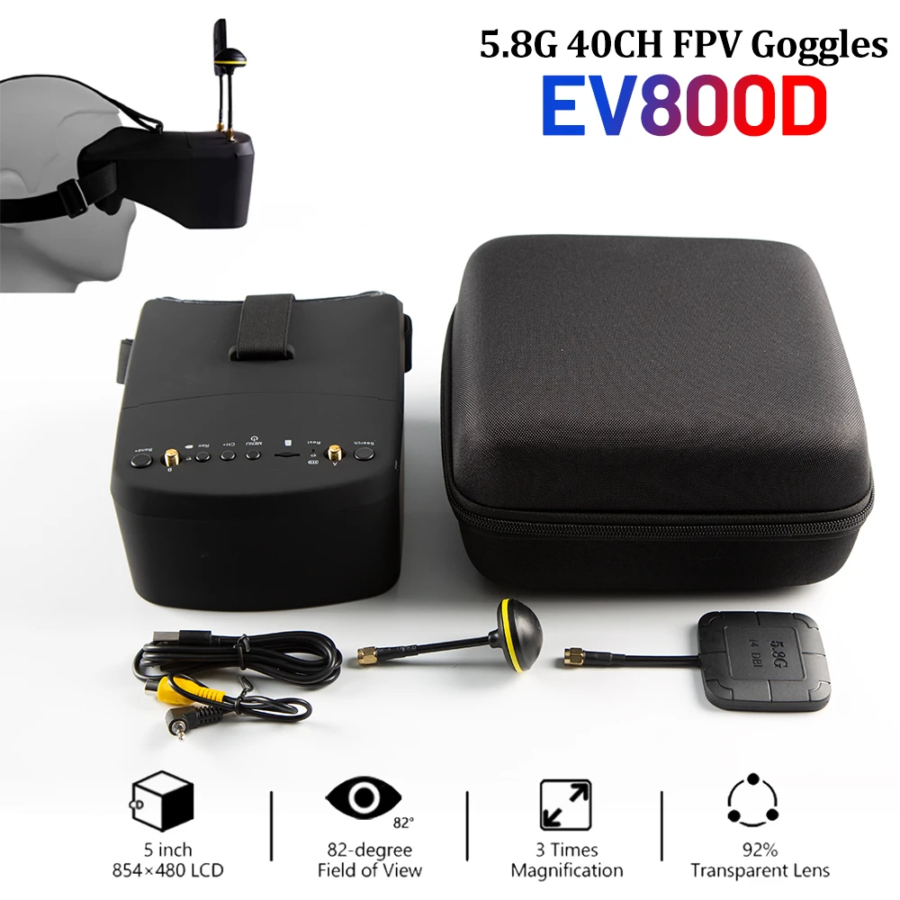 Gafas FPV SkyDElEV800D de 5 Pu - Fpv Goggles Headset reseña y precio