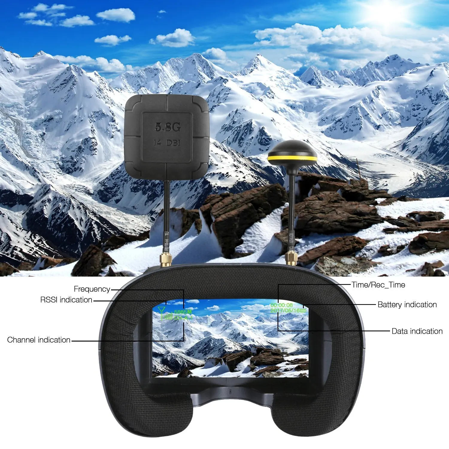 5,8G 40CH 4,3 pulgadas 800*480 - Fpv Goggles Headset reseña y precio