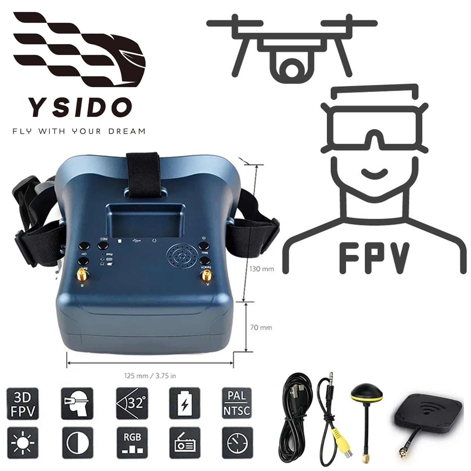 Gafas FPV 008D 5,8G 40CH 4,3 p - Fpv Goggles Headset reseña y precio